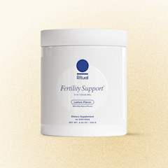 Jar of Ritual's Fertility Support with a yellow gradient background.