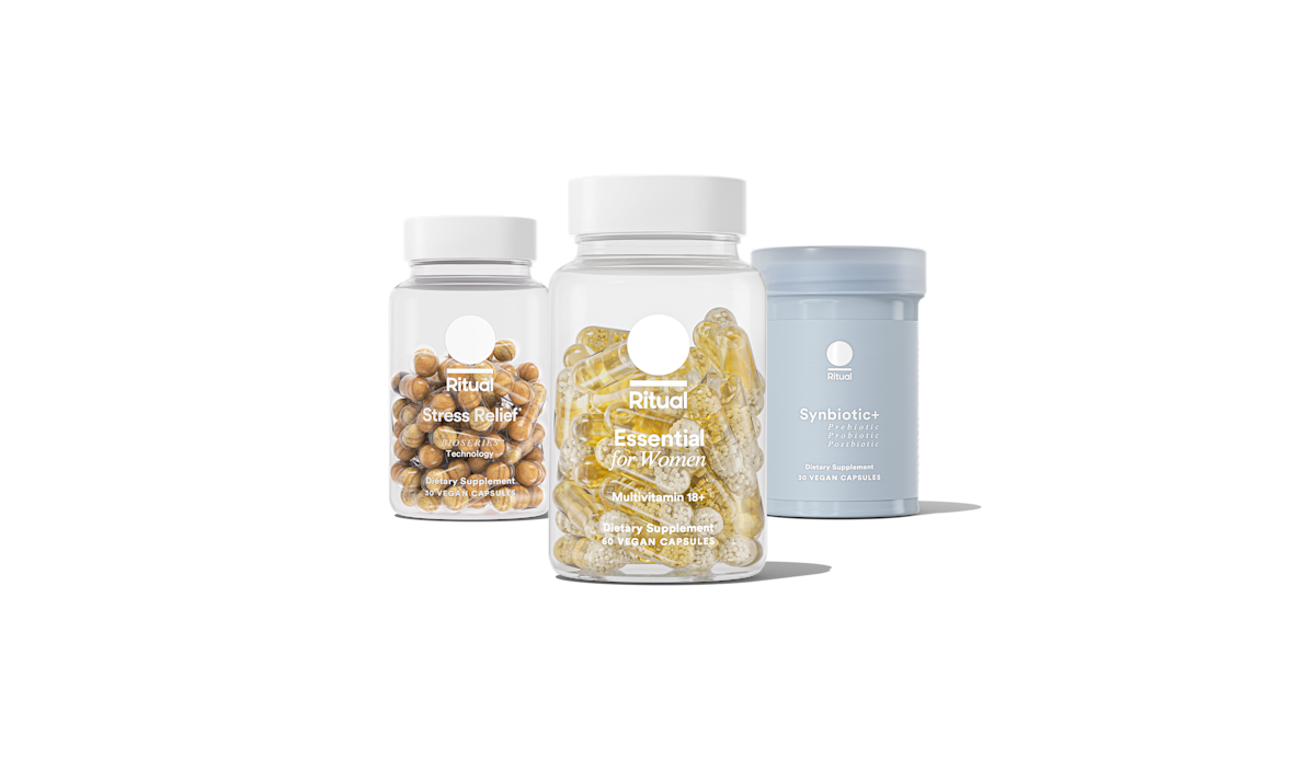 Three bottles - EFW18+, Synbiotic+, and Stress Relief