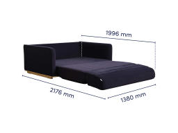 Cushy Sofa Bed Dark Blue Dimension open