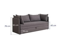 JP > PDP > Koala Sofa Bed Boxy > Charcoal Grey > Dimension > Sofa Diagonal