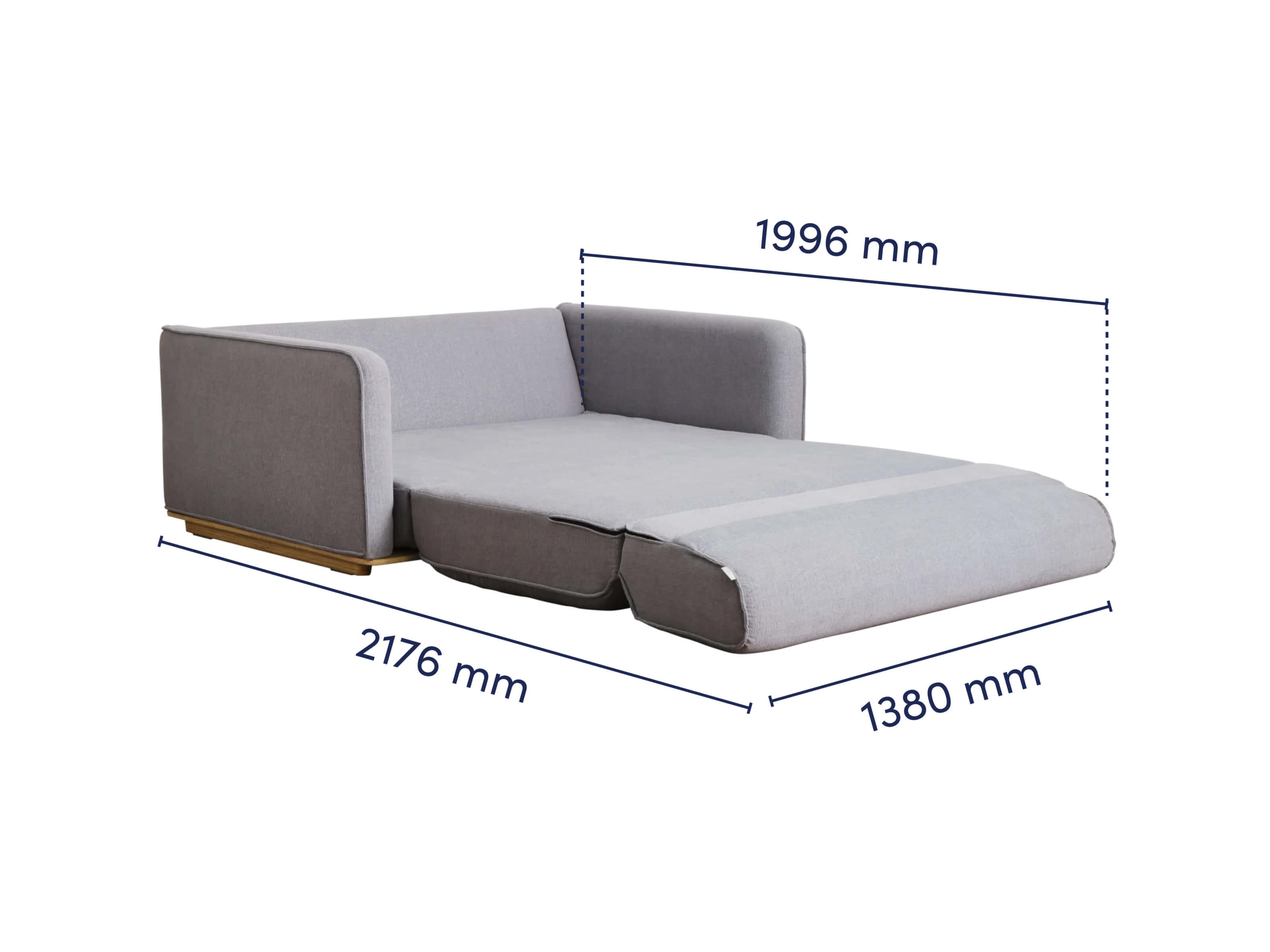 Cushy Sofa Bed Grey Dimension open