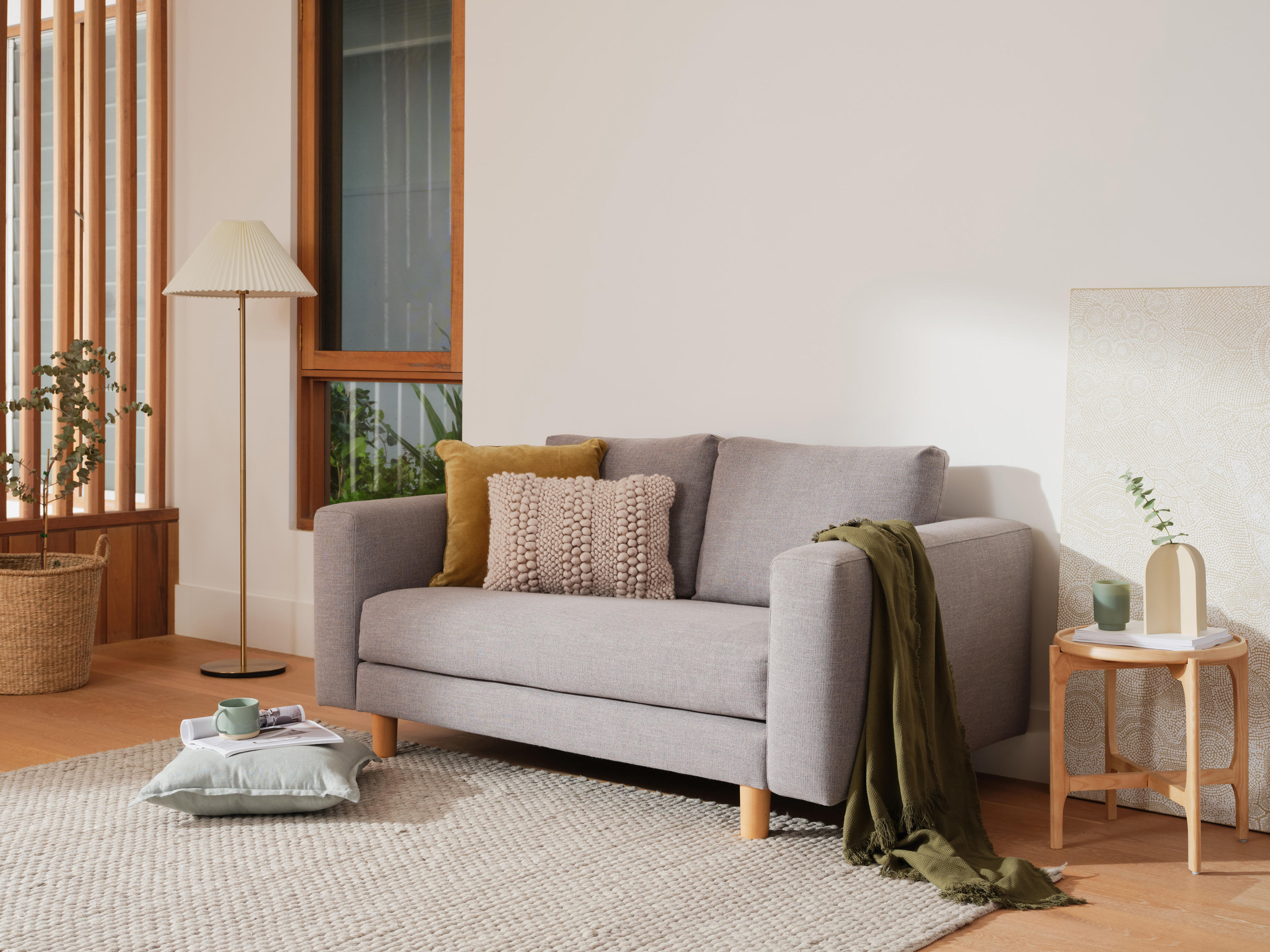 Lounging Sofa 2-Seater Slider Brushtail Grey Lifestyle 1