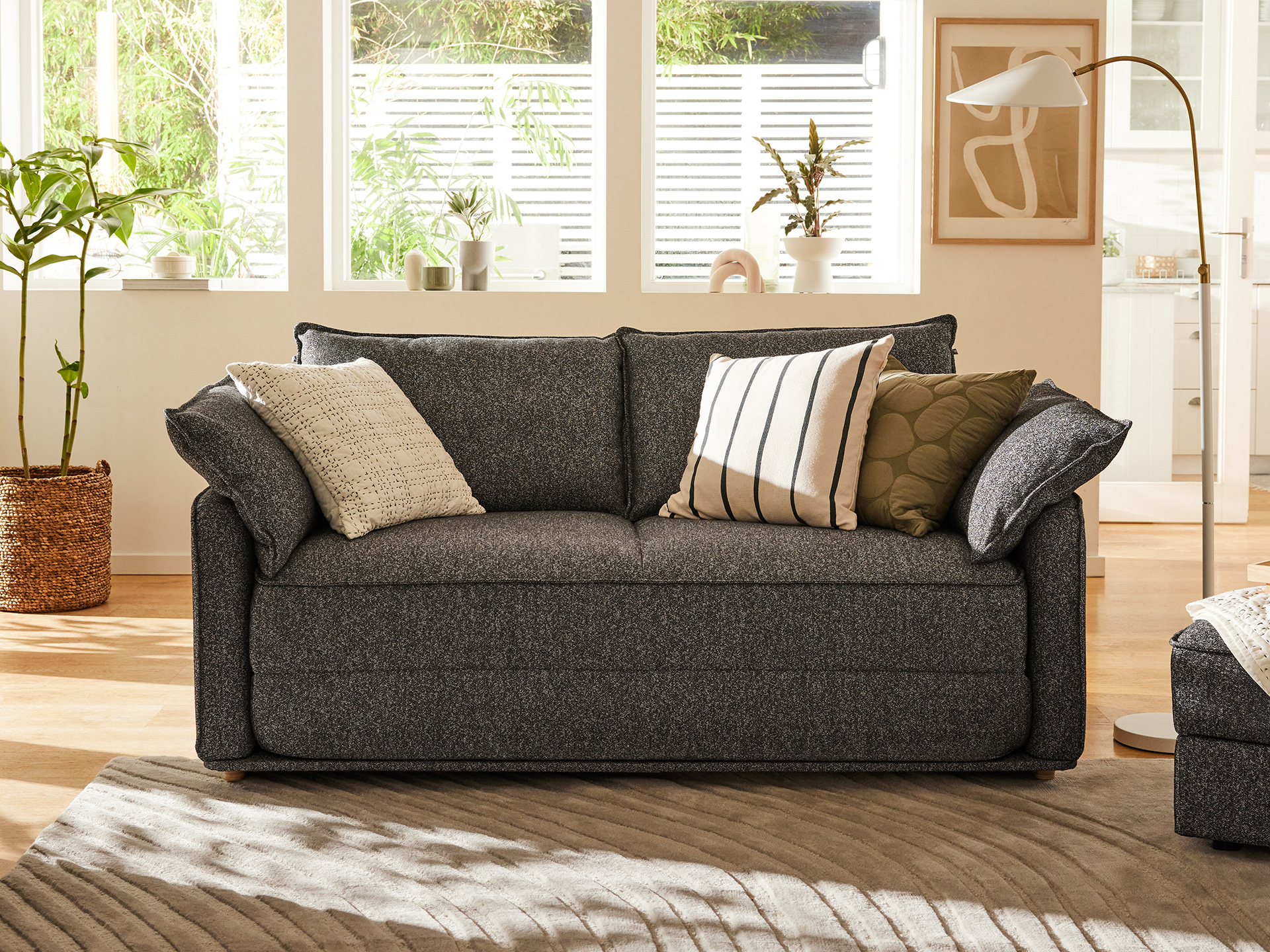 NEW Luxe Cushy Sofa Bed In Bouclé Koala AU