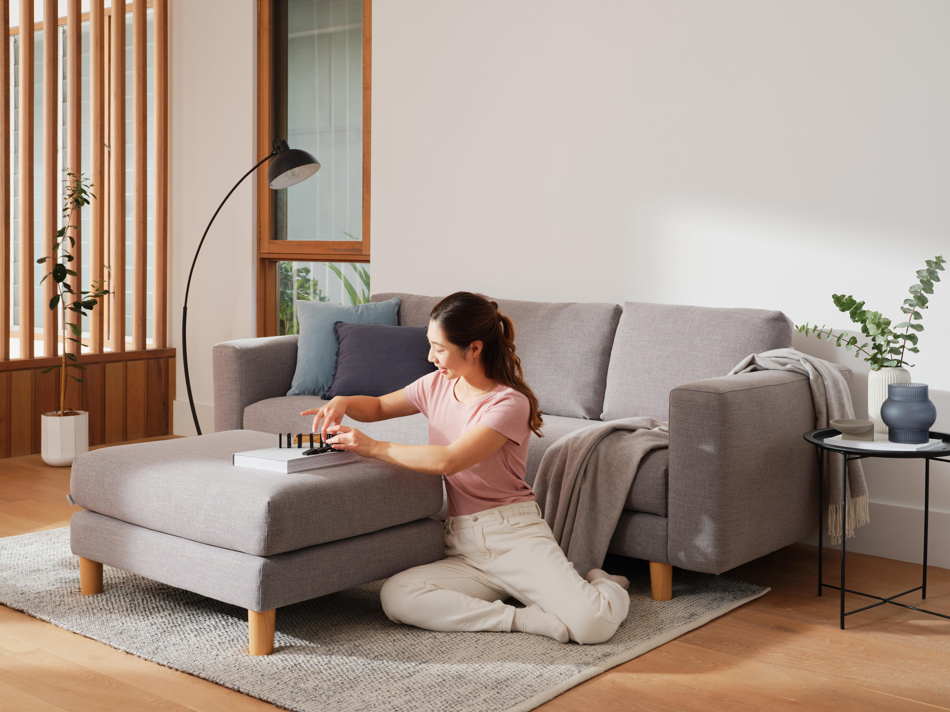 Lounging Sofa Ottoman Slider Brushtail Grey Lifestyle 2