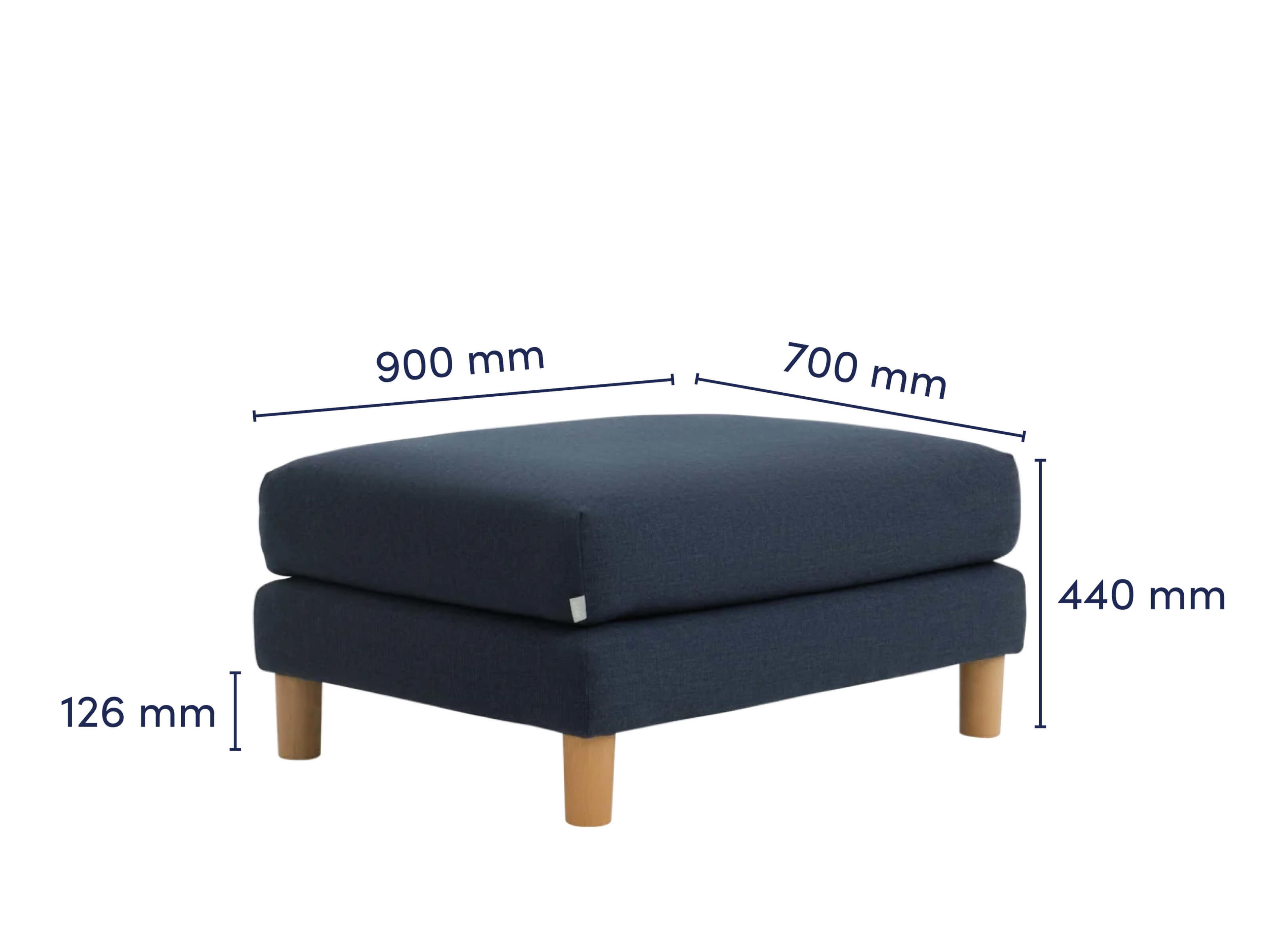 KR > PDP > Lounge Sofa Stool > Dark blue > Dimension image