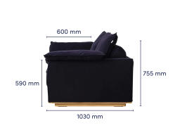 Cushy Sofa Bed Dark Blue Dimension side