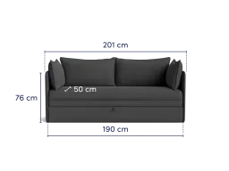 JP > PDP > Koala Sofa Bed Boxy > Charcoal Grey > V2 > Dimension > Sofa Front