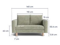 JP > Kinfort Sofa > Product Details > Dimension > 2-Seater > Image > Front