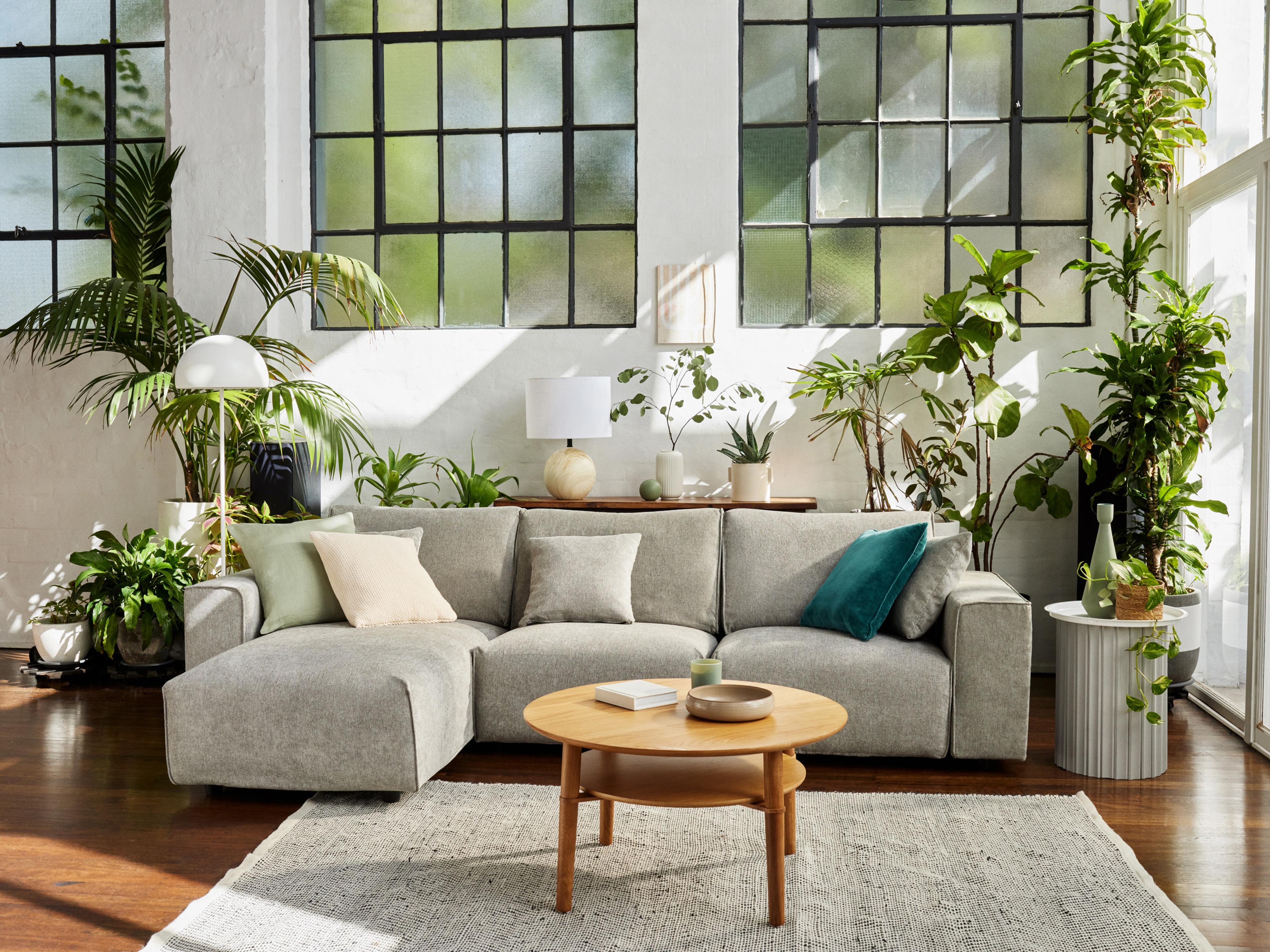 Modern Sofa with Chaise 3-Seater Slider Arvo Storm Left Lifestyle 1