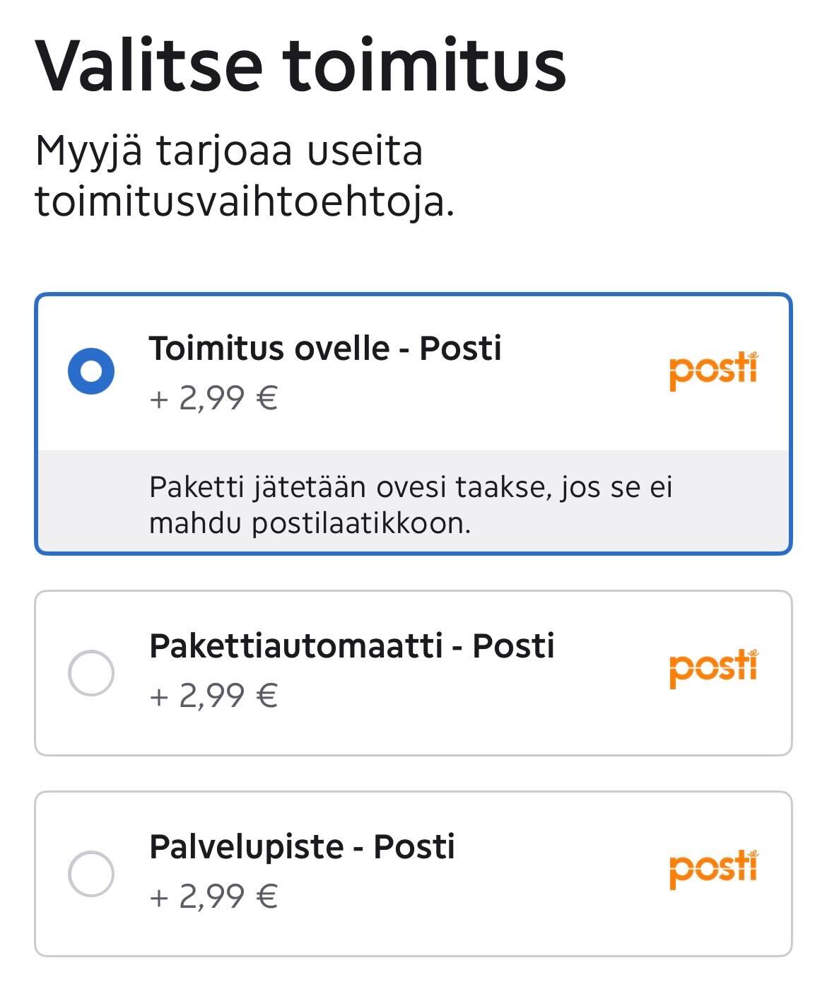 ToriDiili delivery screen
