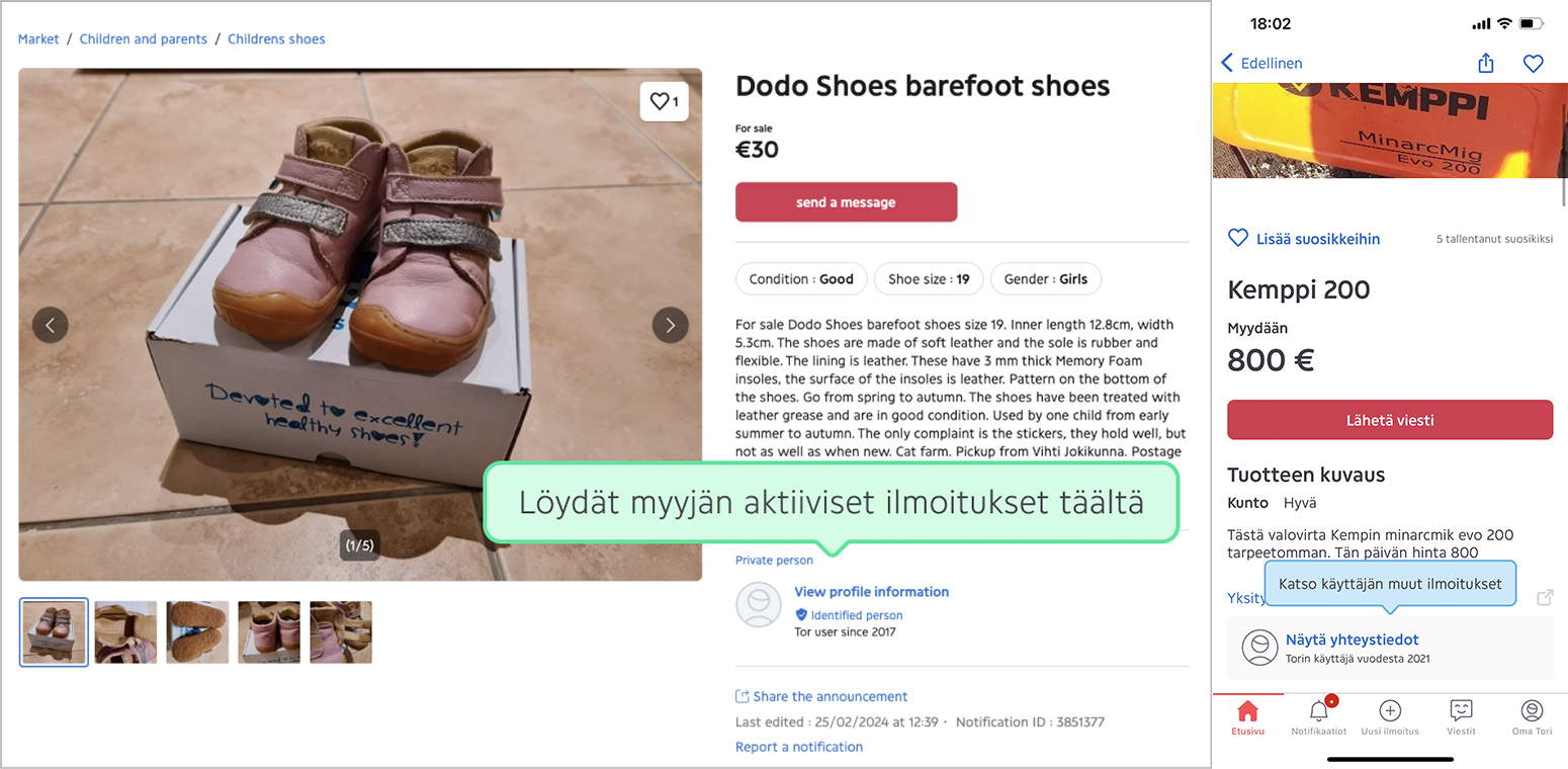 Näin löydät muut myyjän ilmoitukset