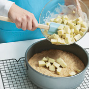 Arrange apple filling evenly over the entire baked crust to cover.