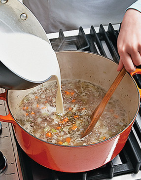 To ensure a smooth soup without lumps, make the roux in a separate pot and stir into soup.