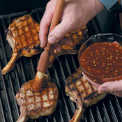 Brush the chops with glaze and finish cooking them for 6&ndash;8 minutes over indirect heat (no flame). 