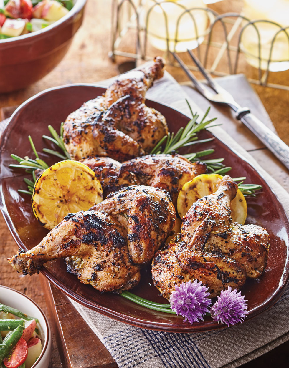 Grilled Game Hens with Rosemary Paste