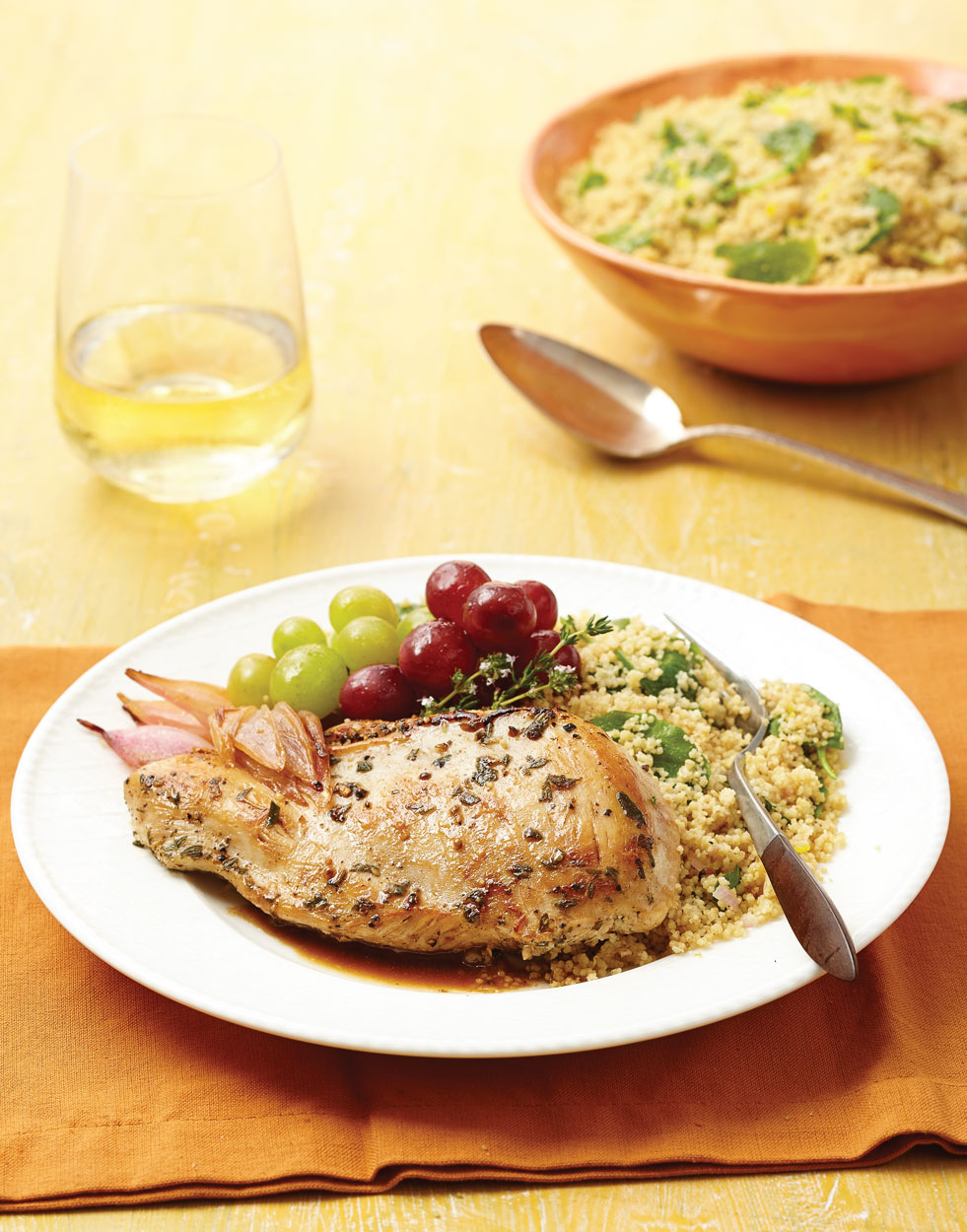 Roast Herb Chicken with Grapes & Shallots