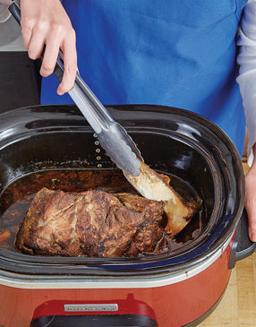 You’ll know the meat is tender enough to eat when the bone easily releases from the roast.
