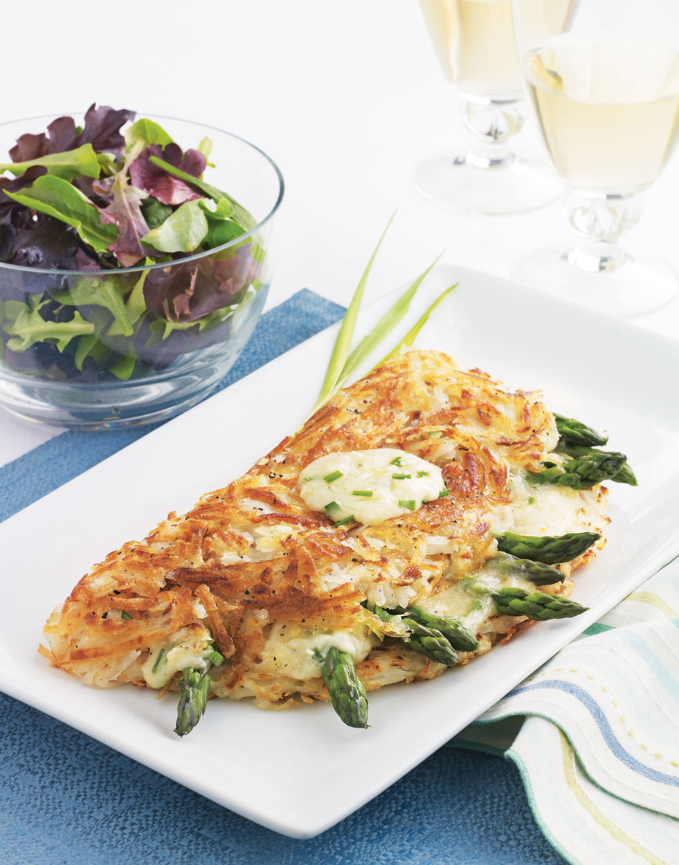 Hash Brown "Omelet" with Asparagus & Brie