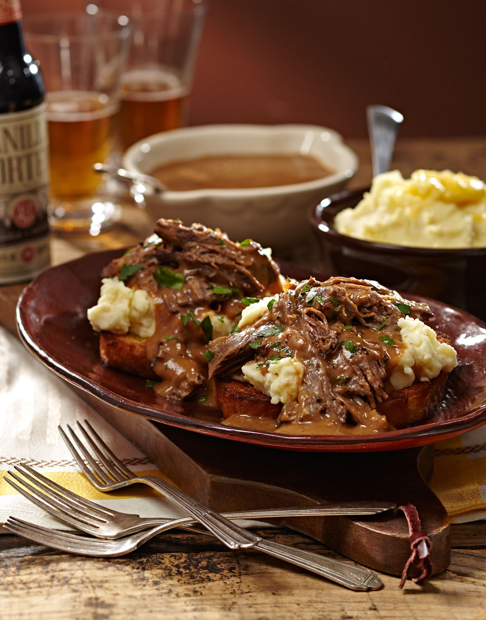 Hot Beef Sandwiches with Mashed Potatoes