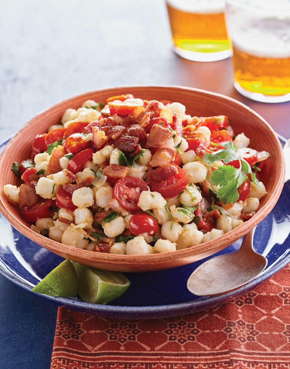 Sautéed Hominy with Bacon & Tomato