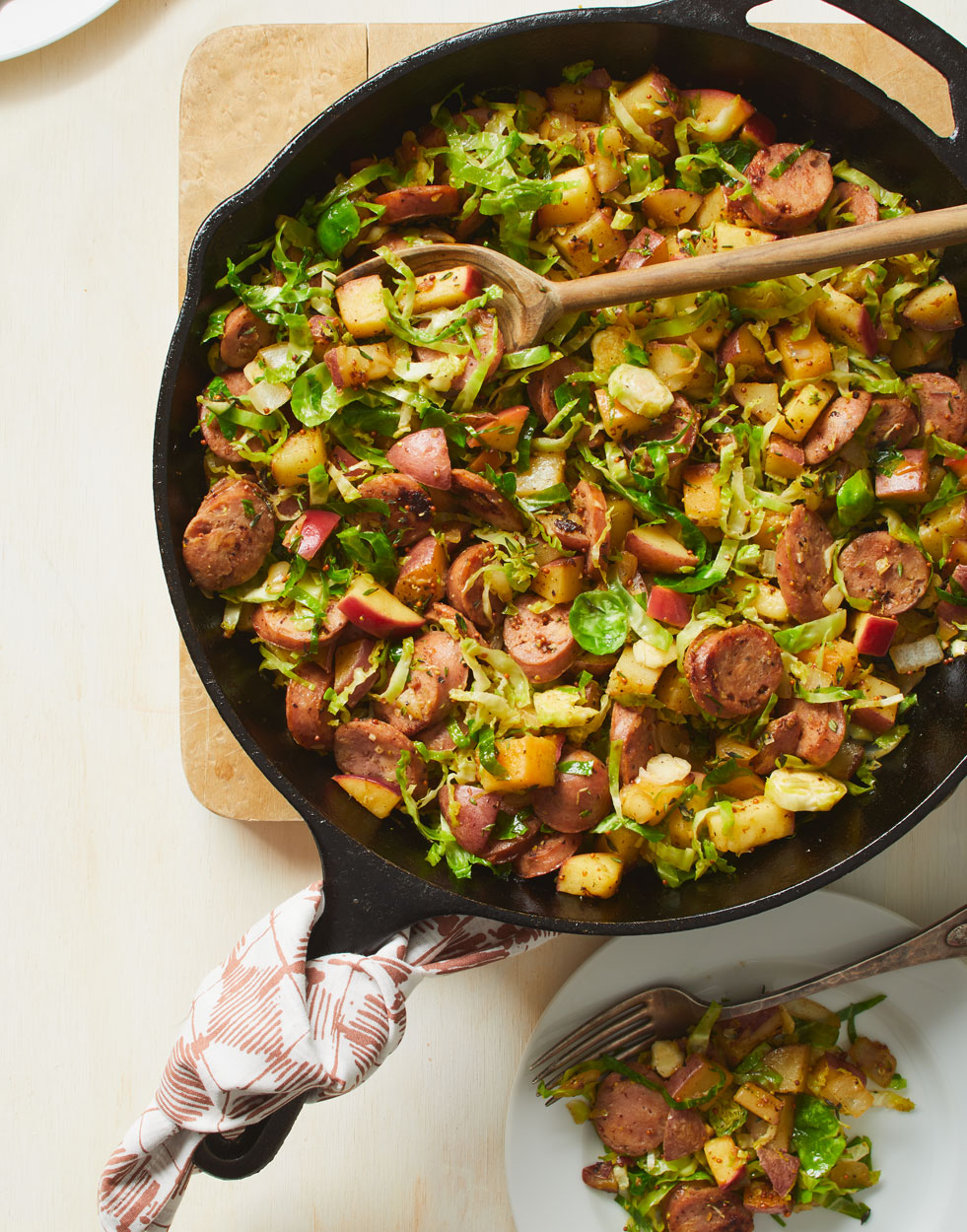 Chicken Sausage Hash with brussels sprouts & apple Recipe