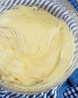 Oily, glossy hollandaise sauce - about to break