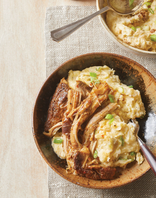 BBQ Shredded Pork with mashed-up potatoes & cauliflower