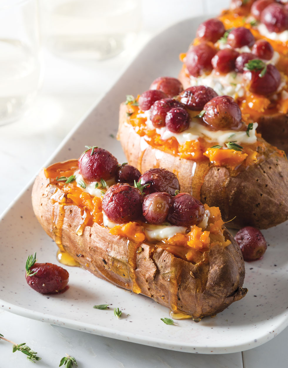 Roasted Grape-Stuffed Sweet Potatoes