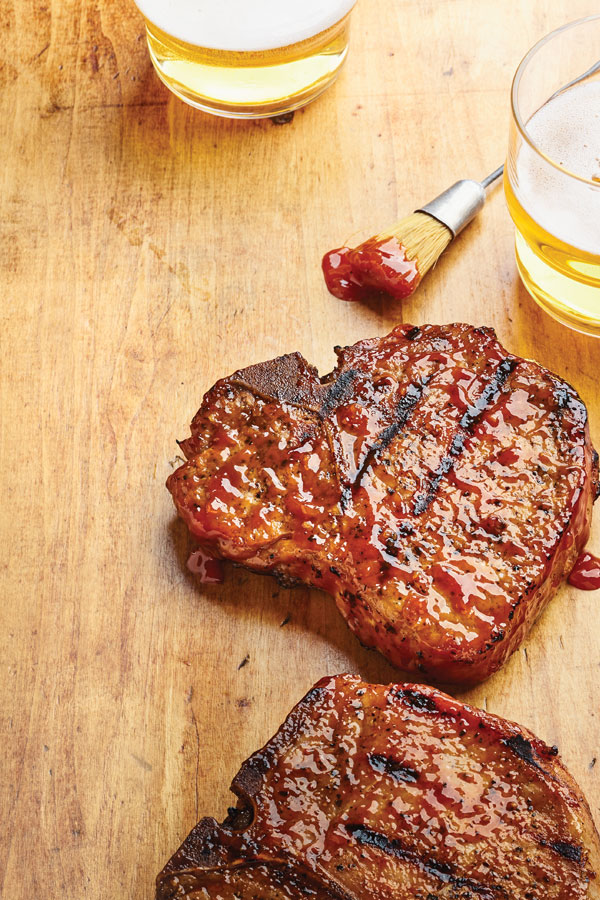 Planked Pork Chops With Strawberry Bbq Sauce Recipe