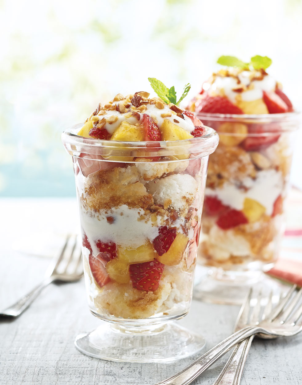 Strawberry & Pineapple Trifles with Amaretto & Vanilla Yogurt