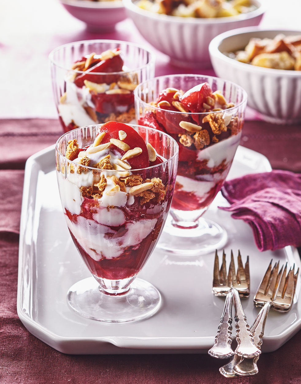 Plum Trifles with Amaretti Cookies