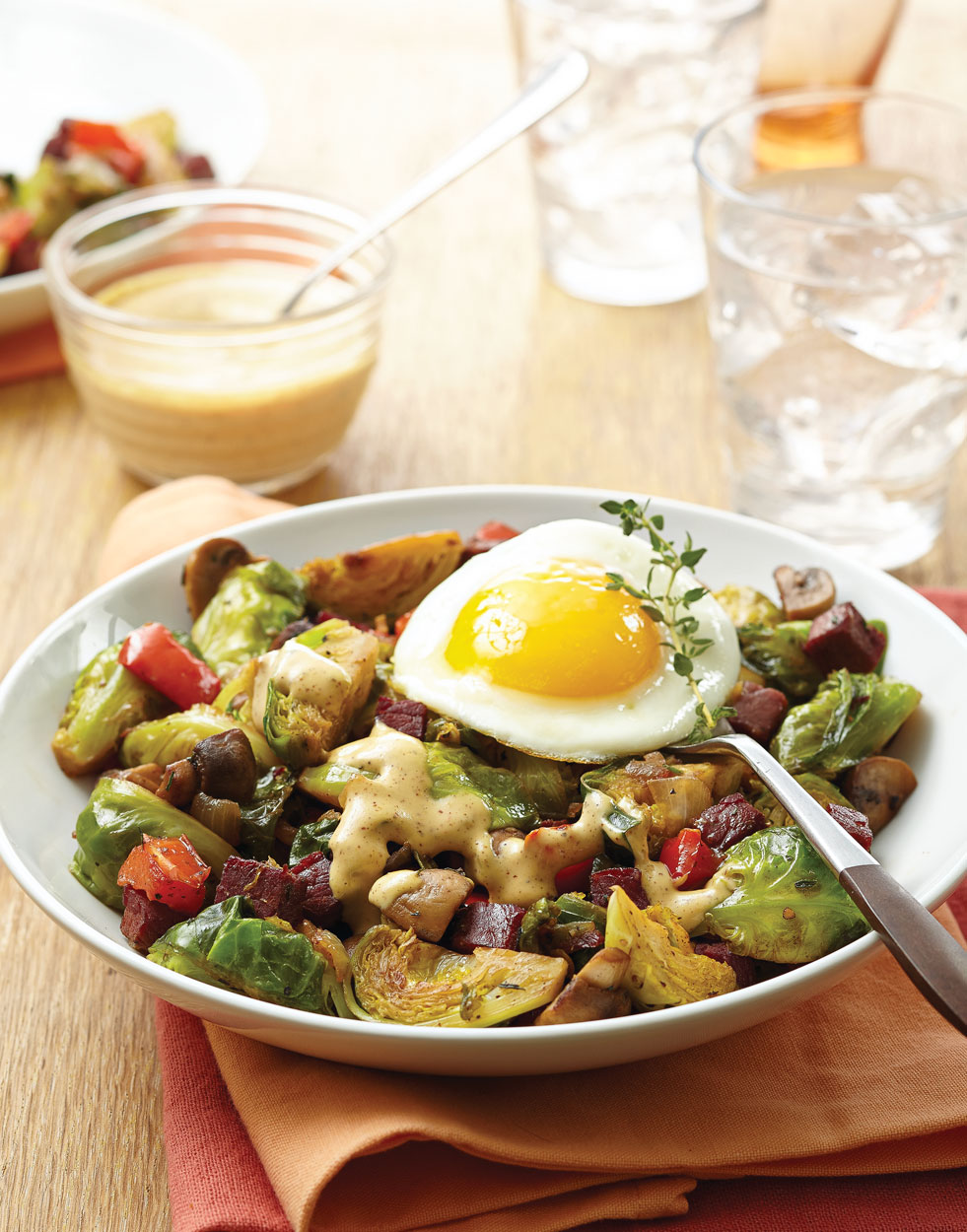 Corned Beef Hash with Brussels Sprouts & Mushrooms