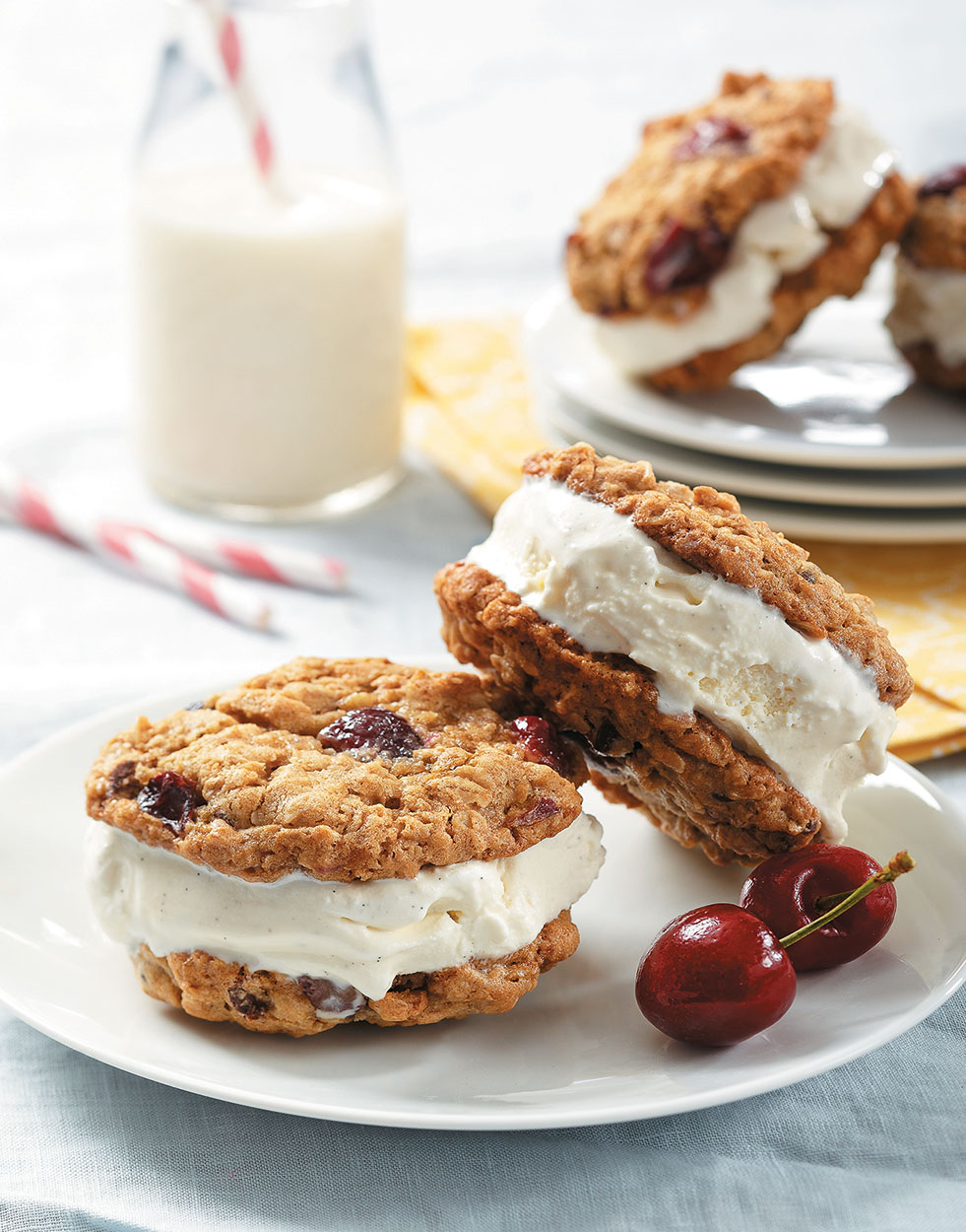 Cherry-Chocolate Oatmeal Cookie Sandwiches 