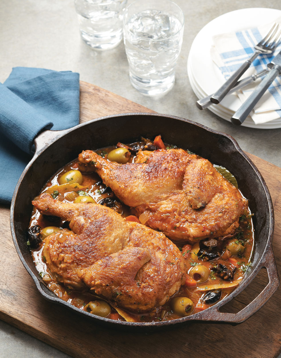 Braised Chicken with Lemon, Olives & Dried Plums Recipe
