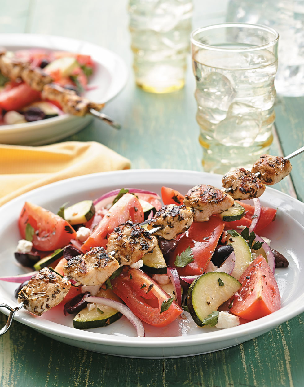 Chicken Souvlaki with Greek Salad Recipe