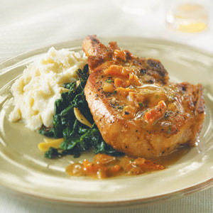Pan-Roasted Pork Chops with Apricot Sauce