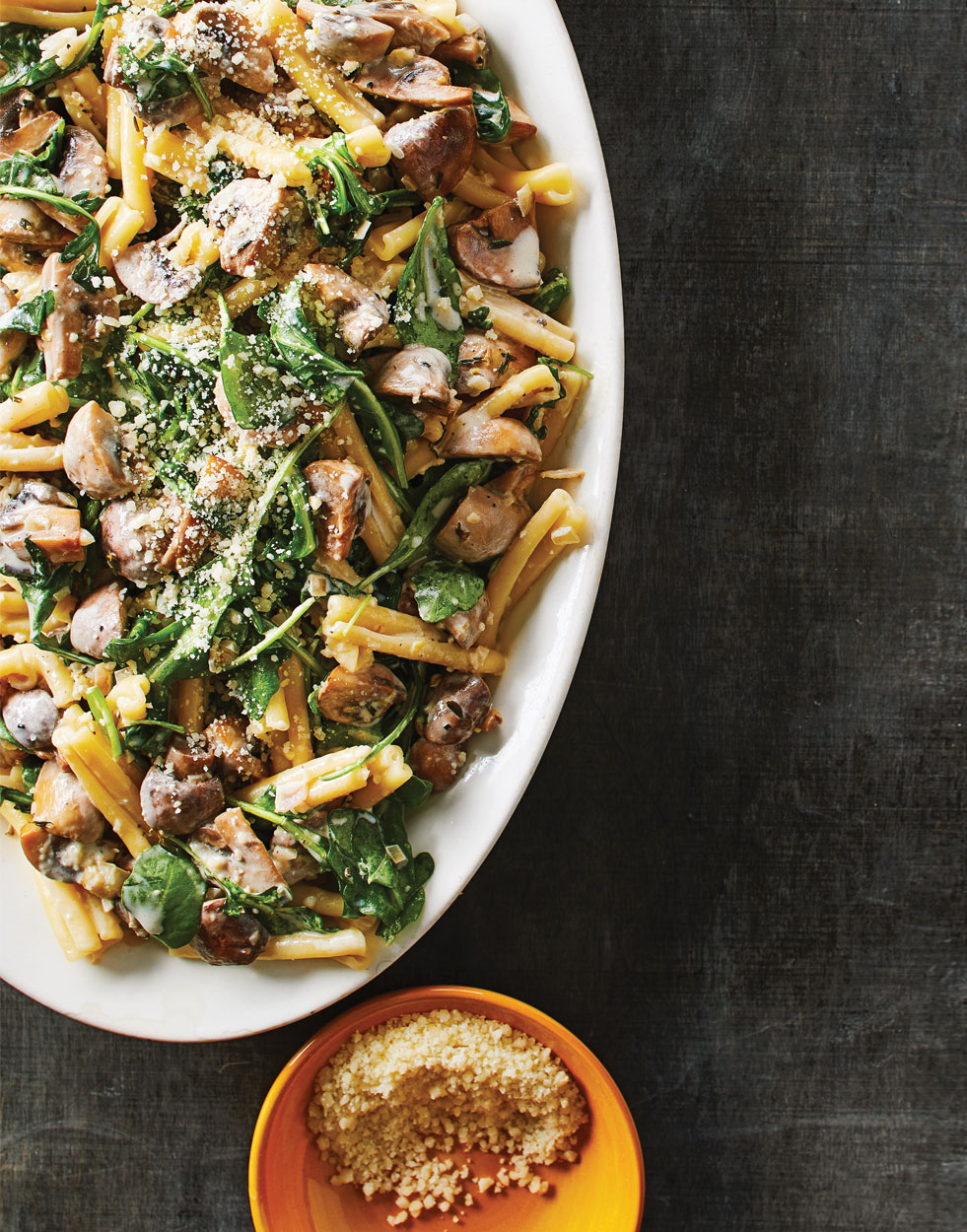 Creamy Mushroom Pasta with baby kale