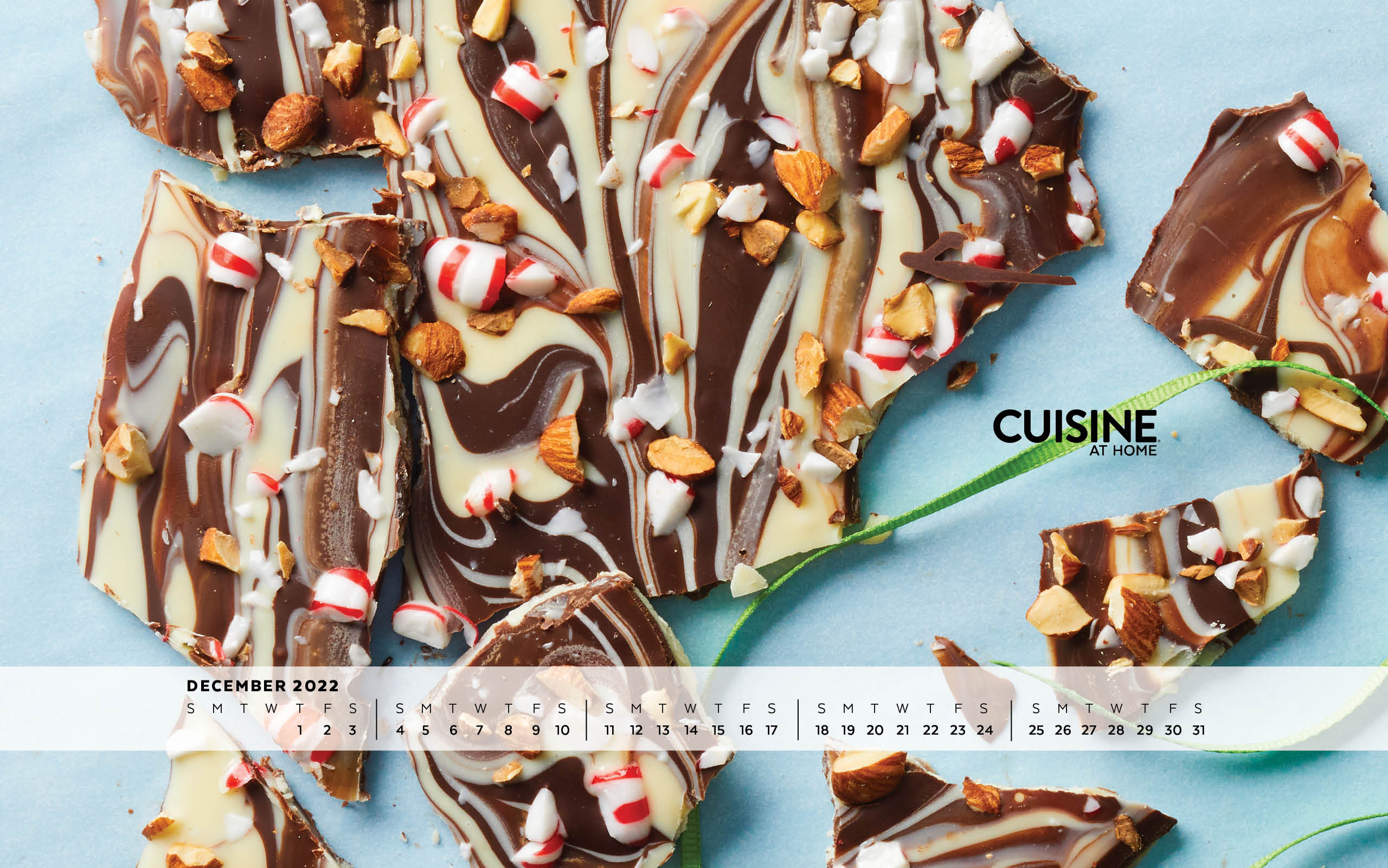Free Desktop Wallpaper with calendar Windows Mac - November 2022 - Cuisine at Home - Winter aesthetic cozy comfort food cooking homemade holiday Christmas cookies candy marbled chocolate bark peppermint hygge