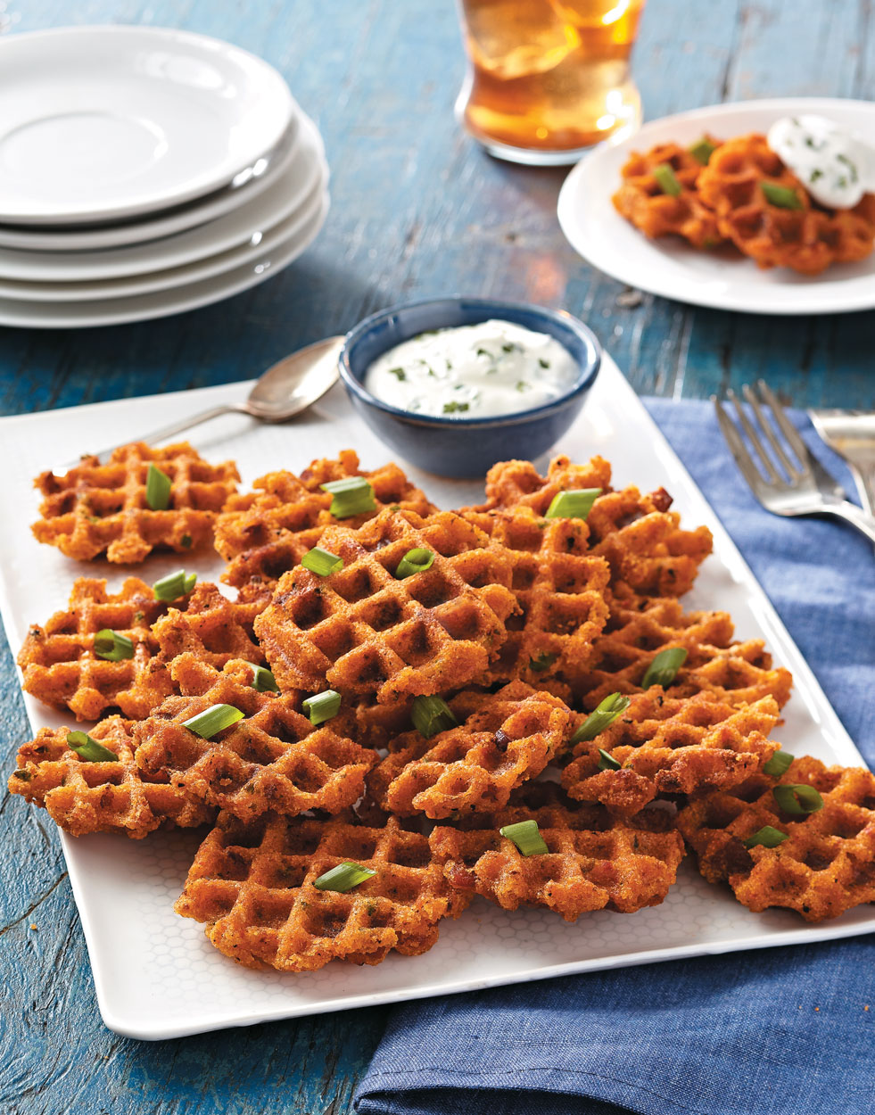 Savory Corn Waffles with Spiced Bacon