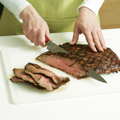 Slice the steak thinly on an angle against the grain for the most tender results.