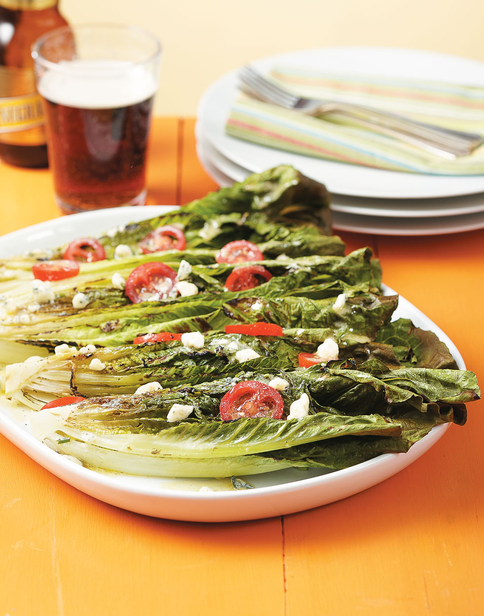 Grilled Romaine with Blue Cheese Vinaigrette