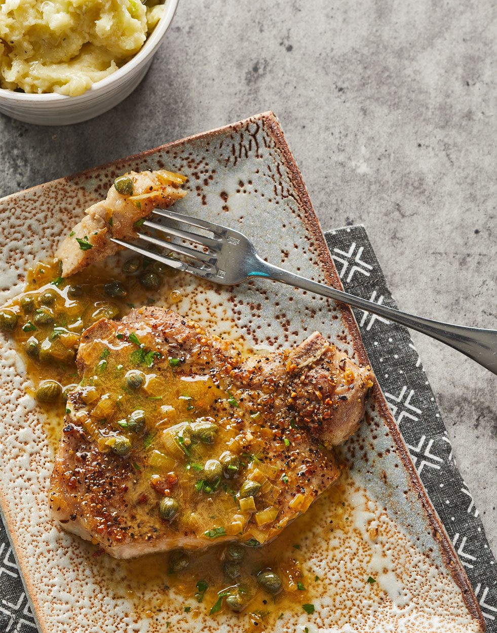 Pork Chops Piccata with Montreal steak seasoning