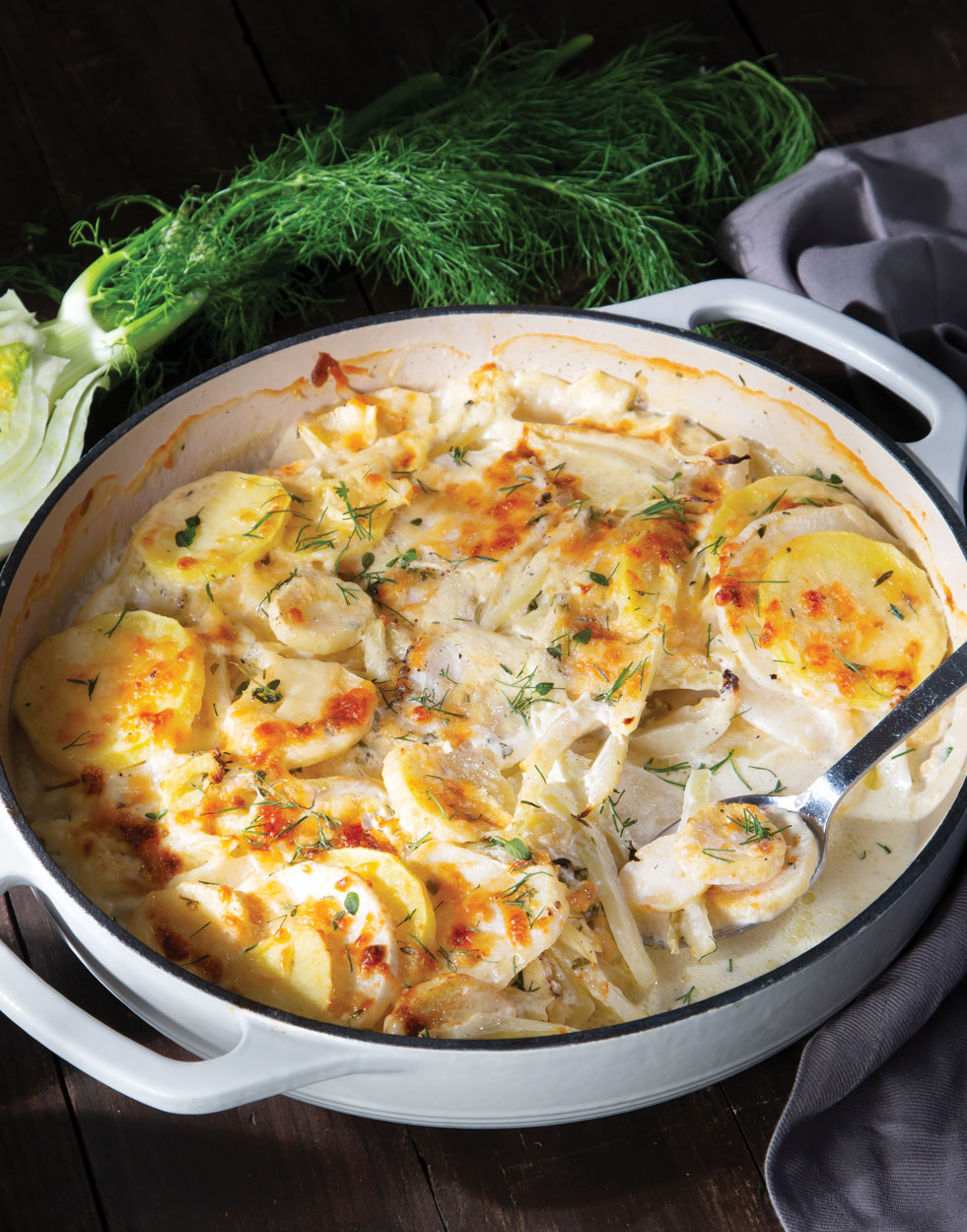 Scalloped Potato, Parsnip, Turnip & Fennel Casserole Recipe