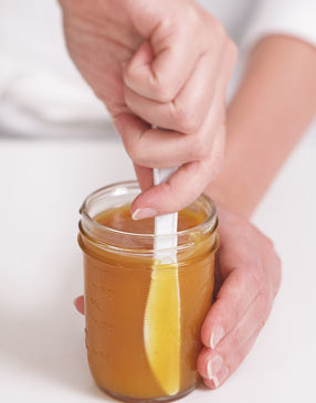 3) After filling jars, run a knife along the edge to remove any air bubbles. This step isn’t necessary for the jelly or jam recipes. 