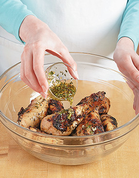 Reserve a little of the marinade to toss with the grilled drumsticks for even more flavor.