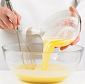 The butter may "curdle" the egg-sugar-yogurt mixture, but that's OK. It won't affect muffin texture.