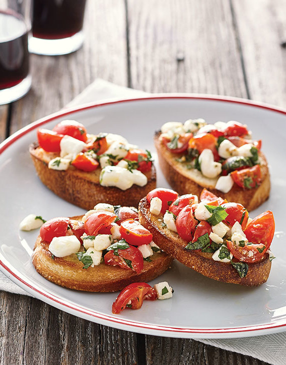 Margherita Crostini with garlic vinaigrette