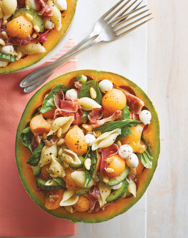 Cantaloupe & Pasta Bowl with Prosciutto