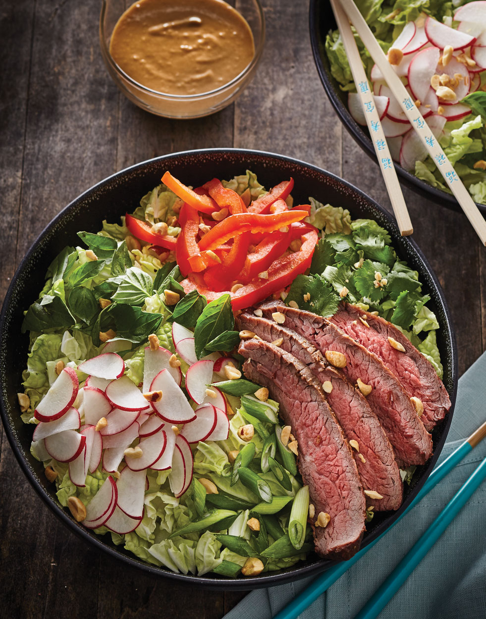 Thai Steak Salad Bowls with Peanut Dressing Recipe