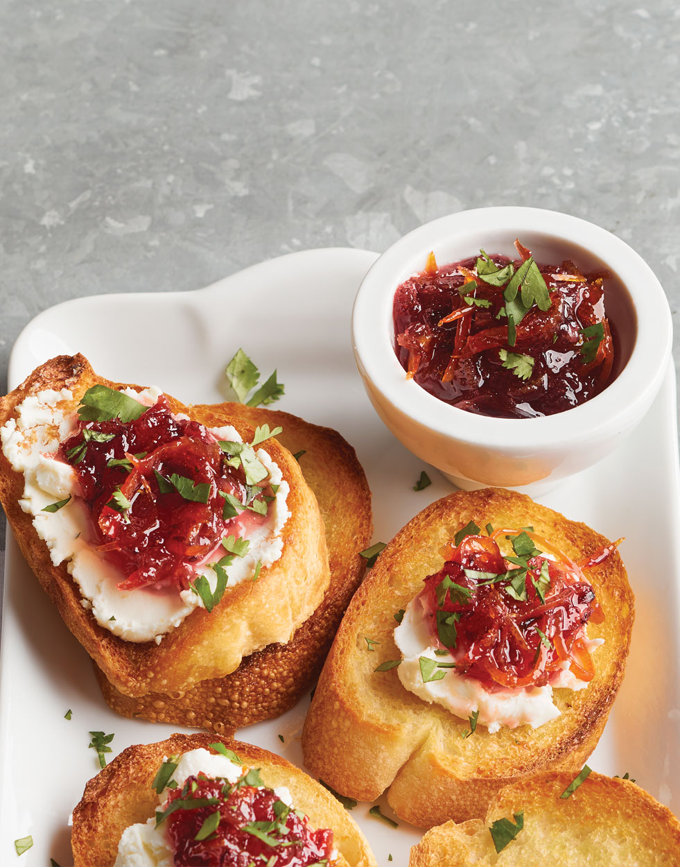 Blood Orange Marmalade Crostini with goat cheese